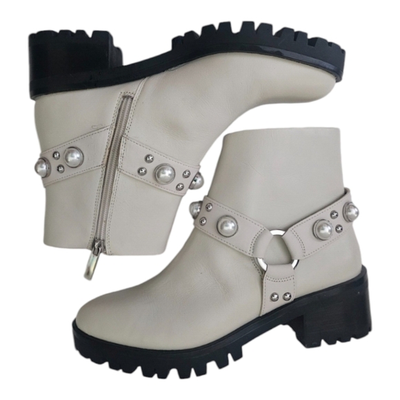 Karl Lagerfeld Pixie Embellished Moto Boots 6.5 - Picture 3 of 10